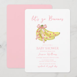 Pink Bow Let's Go Bananas Baby Shower Einladung