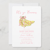 Pink Bow Let's Go Bananas Baby Shower Einladung (Vorderseite)