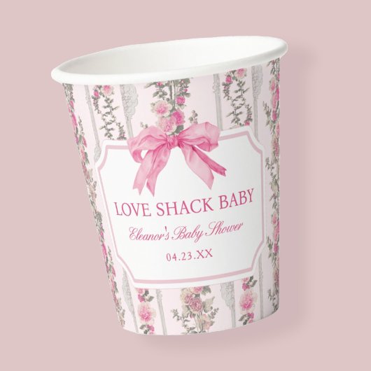 Pink Bow Liebe Shack Baby Duschfavoriten Pappbecher