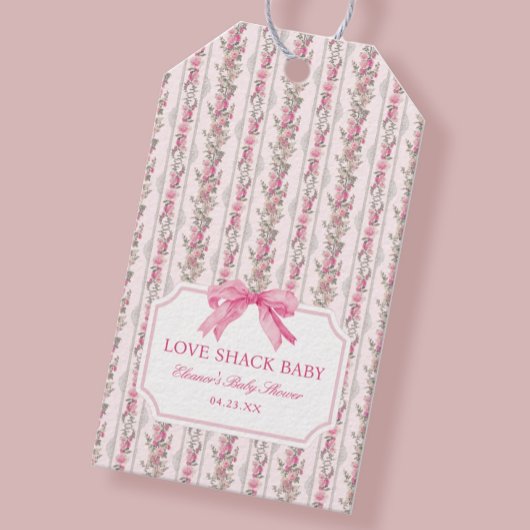 Pink Bow Liebe Shack Babydusche Geschenkanhänger