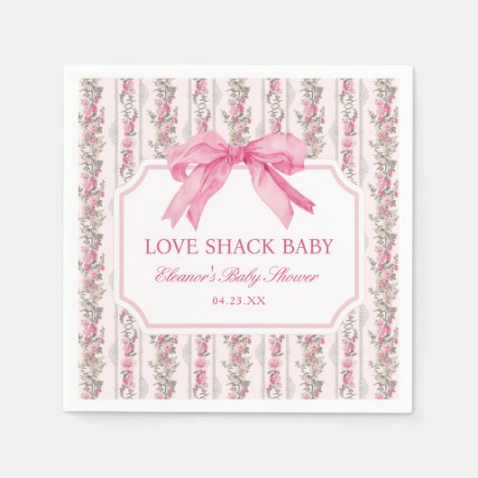Pink Bow Liebe Shack Babydusche Serviette (Vorderseite)