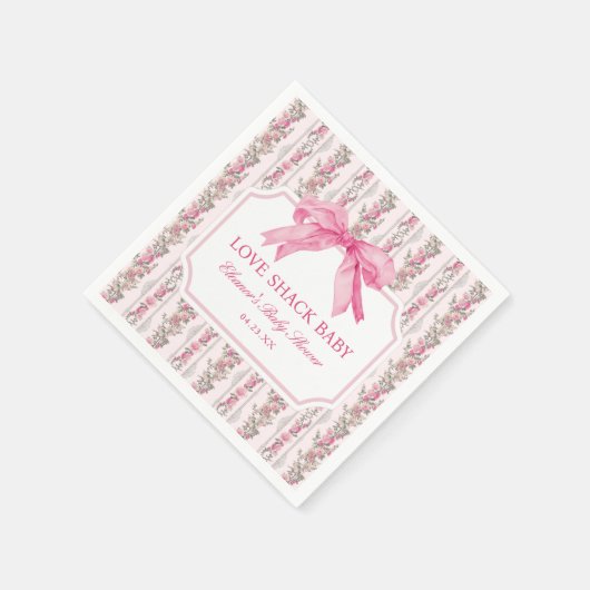 Pink Bow Liebe Shack Babydusche Serviette (Ecke)