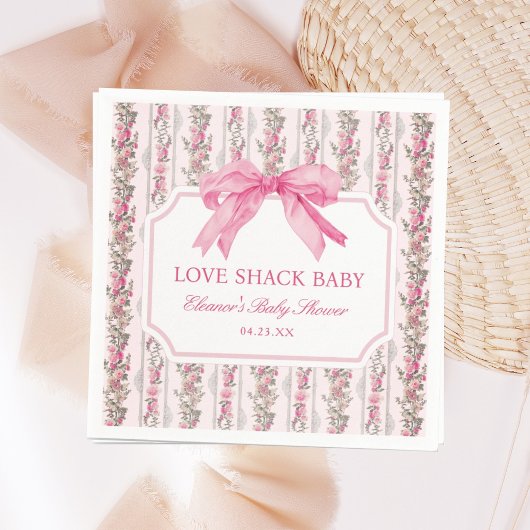 Pink Bow Liebe Shack Babydusche Serviette