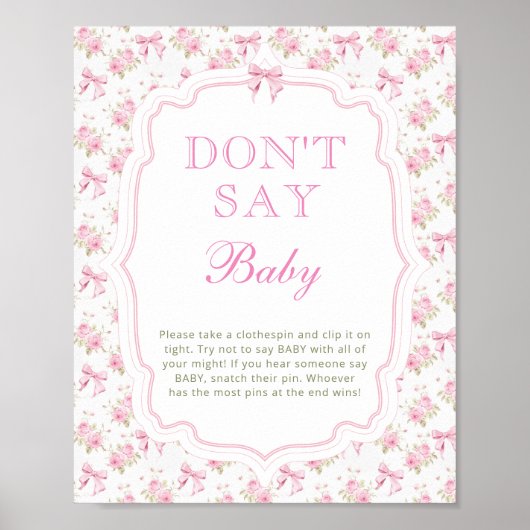 Pink Bow Liebe Shack Dont Say Baby Poster (Vorne)
