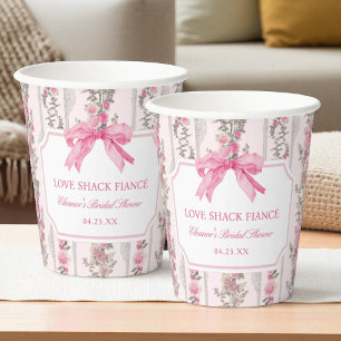 Pink Bow Liebe Shack Fiancé Brautparty Favoriten Pappbecher