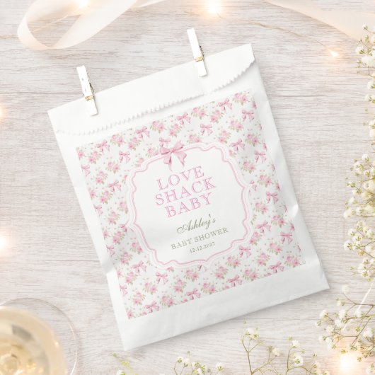 Pink Bow Liebe Shack Girl Babydusche Geschenktütchen (Ausgeschnitten)