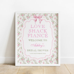 Pink Bow Liebe Shack Verlobte Brautparty Willkomme Poster
