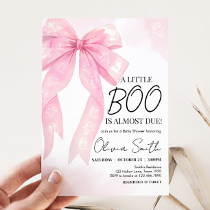 Pink Bow Little Boo Baby Dusche Einladung