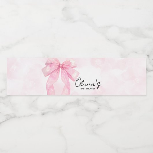 Pink Bow Little Boo Baby Dusche Wasserflaschenetikett (Einzelnes Label)