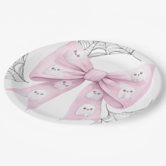 Pink Bow Little Boo Baby Duschpapier Teller (Schrägansicht)