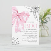 Pink Bow Little Boo Ghost Baby Dusche Einladung (Stehend Vorderseite)