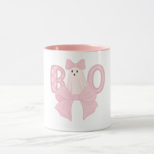 Pink Bow Little Boo Girl's Halloween Tasse (Zentrum)