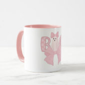 Pink Bow Little Boo Girl's Halloween Tasse (Vorderseite Links)