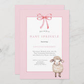 Pink Bow Little Lamb Baby Shower Sprinkle Einladung (Vorne/Hinten)