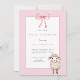 Pink Bow Little Lamb Baby Sprinkle Einladung