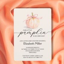 Pink Bow Little Pumpkin Baby Dusche