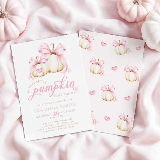 Pink Bow Little Pumpkin Baby Dusche Einladung