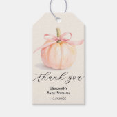 Pink Bow Little Pumpkin Baby Dusche Geschenkanhänger (Vorderseite)