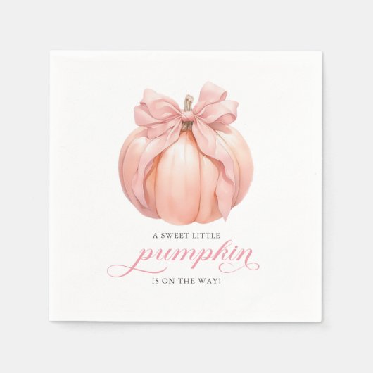 Pink Bow Little Pumpkin Baby Dusche Napkins Serviette (Vorderseite)