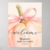Pink Bow Little Pumpkin Baby Dusche Willkommen Poster (Vorne)