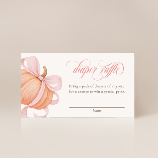 Pink Bow Little Pumpkin Baby Dusche Windel Raffel Begleitkarte