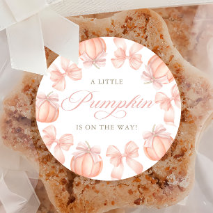 Pink Bow Little Pumpkin Baby Shocker Runder Aufkleber