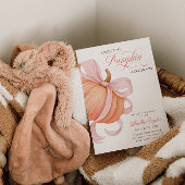 Pink Bow Little Pumpkin Elegant Baby Dusche Einladung