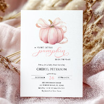 Pink Bow Little Pumpkin on Way Baby Shower