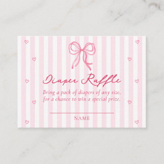 Pink Bow Little Sweetheart Diaper Raffle Card Begleitkarte