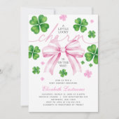 Pink Bow Lucky Charm Baby Shower Invitation Einladung (Vorderseite)