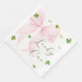 Pink Bow Lucky One 1st Birthday Napkins Serviette (Ecke)