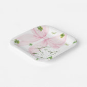 Pink Bow Lucky One 1st Birthday Paper Plates Pappteller (Gewinkelt)