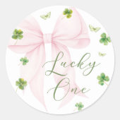 Pink Bow Lucky One 1st Birthday Sticker (Vorderseite)