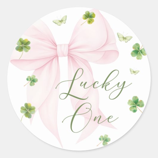 Pink Bow Lucky One 1st Birthday Sticker (Vorderseite)