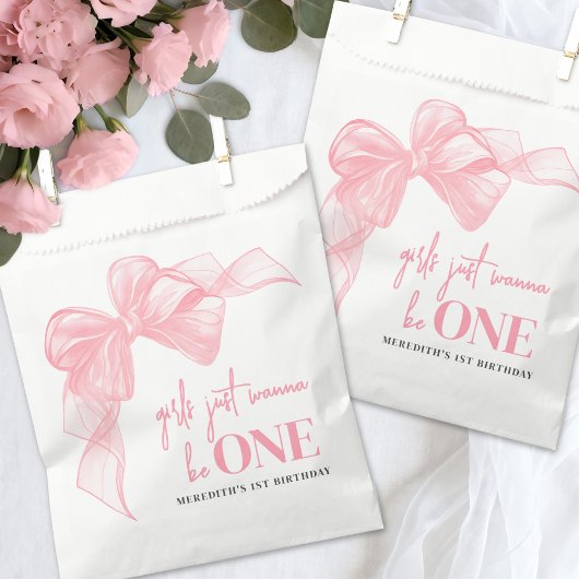 Pink Bow Mädchen 1. Geburtstag Geschenktütchen