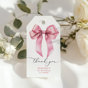 Pink Bow Mädchen Geburtstagsparty danke Geschenkanhänger