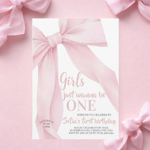Pink Bow Mädchen wollen einfach nur EINS sein Erst Einladung