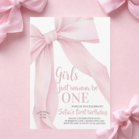 Pink Bow Mädchen wollen einfach nur EINS sein Erst Einladung
