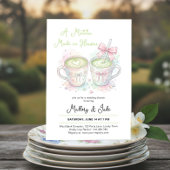 Pink Bow Matcha Made in Heaven Wedding Shower Einladung
