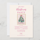 Pink Bow Merry Christmas Einladung (Vorderseite)