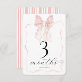 Pink Bow Milestone Cards Baby Foto Prop - 3 Monate Einladung (Vorne/Hinten)