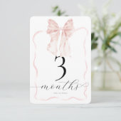 Pink Bow Milestone Cards Baby Foto Prop - 3 Monate Einladung (Stehend Vorderseite)