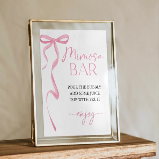 Pink Bow Mimosa Bar Brautparty Signa Poster
