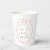 Pink Bow Minimal Girl Baby Dusche Pappbecher (Vorderseite)