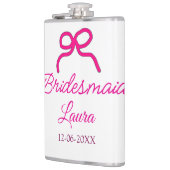 PINK BOW Minimaladd Name Brautjungfrau Geschenk Ja Flachmann (Links)