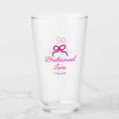 PINK BOW Minimaladd Name Brautjungfrau Geschenk Ja Glas (Vorderseite)