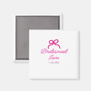 PINK BOW Minimaladd Name Brautjungfrau Geschenk Ja Magnet
