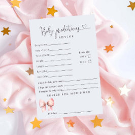 Pink Bow Minimalistisch Baby Dusche Vorhersagen Ra