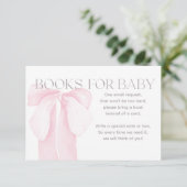 Pink Bow Minimalistisch Girl Baby Duschbücher Einladung (Stehend Vorderseite)