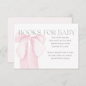 Pink Bow Minimalistisch Girl Baby Duschbücher Einladung (Vorne/Hinten)
